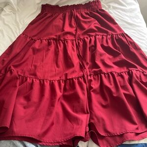 Chic Red Tiered Skirt